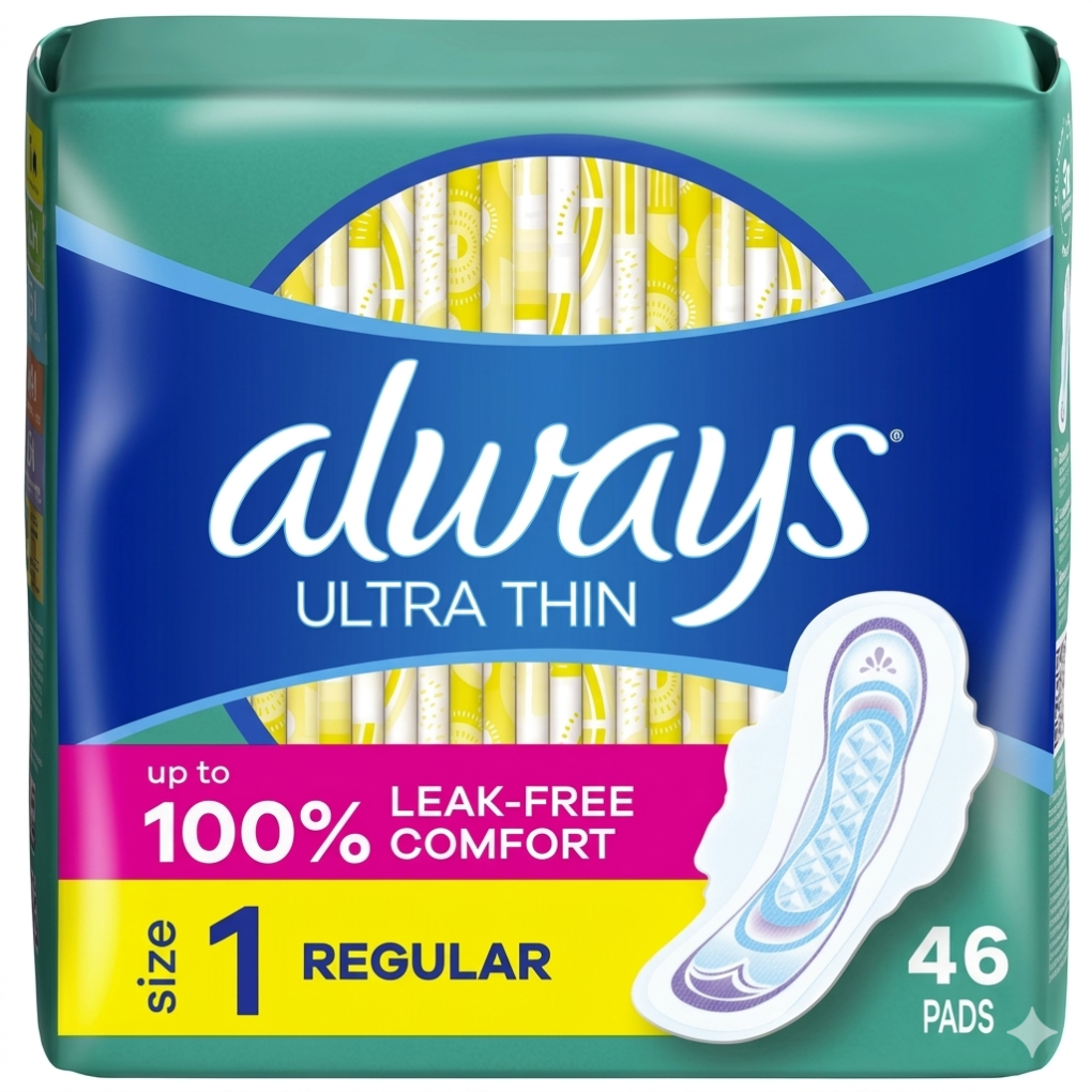 Always Ultra Thin Size 1 Pads feature advanced RapidDry™